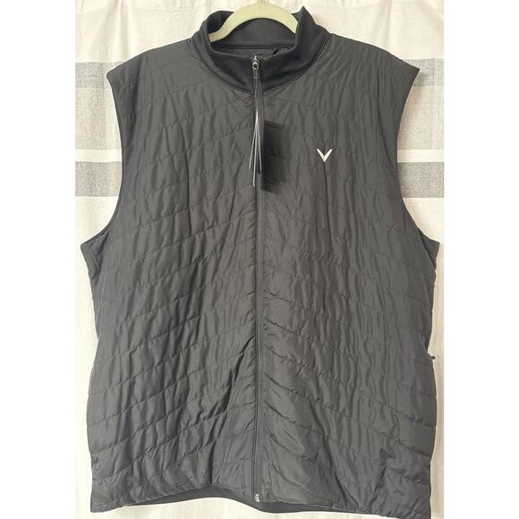 NWT Callaway Quilted Golf Vest Black Mens XL Extra Large UPF 50 Full Zip - Picture 1 of 11